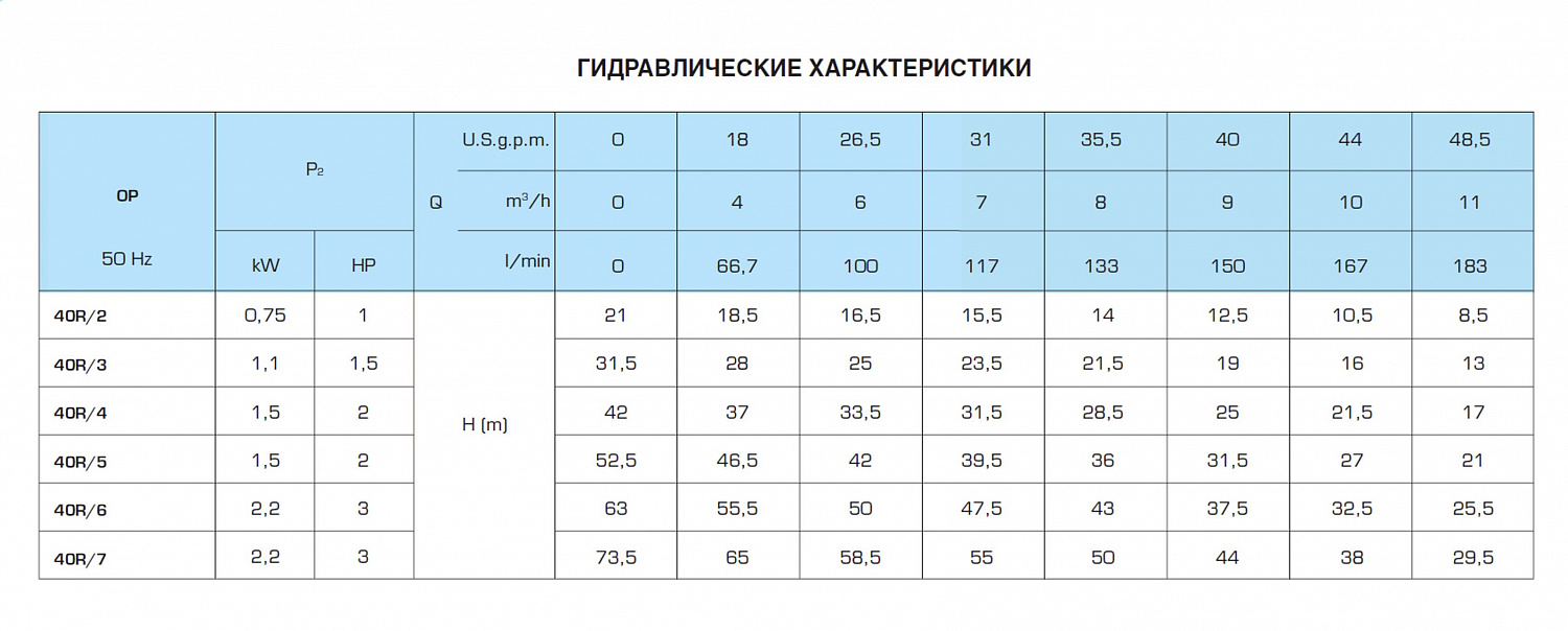 Горизонтальный многоступенчатый насосный агрегат SAER OP 40R/2, 220в
